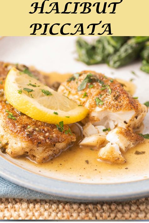 Halibut Piccata is a delicious seafood dish that is an easy, one-pan meal. This flakey white fish is lightly sautéed in a skillet until golden brown. Served with a buttery and tangy sauce, it's easy to see this is no ordinary fish recipe.  You will love that this halibut recipe is ready in less than 30 minutes. While fresh fish is best, most grocery stores have flash frozen fillets available so it's really convenient to keep a package in your freezer to pull out on those super busy nights. Sauteed Halibut Recipes, Barrimunda Fish, Haddock Piccata Recipes, Panko Halibut Recipes, Halibut Picatta, Fish Picatta, Halibut Piccata, Fish Piccata, Best Halibut Recipes