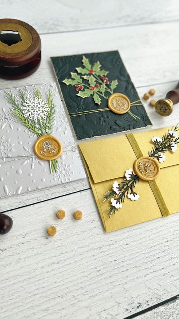 Cards With Wax Seal, Wax Seal Inspiration, Wax Seal Card Ideas, Wax Seal Craft Ideas, Wax Seals On Cards, Cards Using Wax Seals, Wax Seal Cards, Wax Seal Crafts, Wax Seals On Presents