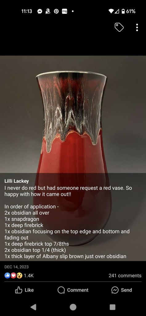 Reactive Red Glaze Combinations, Mulberry Glaze Combinations, Deep Firebrick Red Glaze Combinations, Red Glaze Combinations, Firebrick Red, Amaco Glaze Combinations, Sustained Investigation, Amaco Glazes, Glaze Combinations