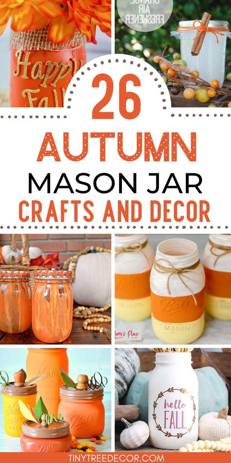 26 DIY Fall Mason Jar Crafts Easy Fall Mason Jar Centerpieces, Mason Jar Autumn Crafts, Scarecrow Mason Jars Diy, Fall Jars Diy, Diy Fall Mason Jars, Mason Jar Crafts Fall, Mason Jar Thanksgiving Crafts, Fall Decor Mason Jar Ideas, Fall Harvest Decorations Mason Jars