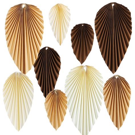 PRICES MAY VARY. Boho-inspired design: This decoration set features 9 paper fans in the shape of green leaves, adding a touch of bohemian style to your room or event space. The natural and neutral color palette creates a calming and inviting atmosphere. Versatile decor: These paper leaf decorations are perfect for various settings, such as boho-themed rooms, parties, weddings, baby showers, and more. They effortlessly blend with different decor styles and can be used all year round. Easy to inst Thanksgiving Hanging Decorations, Neutral Color Party Decorations, Bohemian Birthday Decor, Neutral Boho Party, Tropical Event Decor, Earth Tone Party Decorations, Boho Western Party, White And Gold Wall Decor, Fall Baby Shower Photo Backdrop