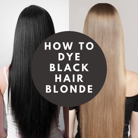 Are you wanting to dye your black hair blonde but afraid you can't do it? Discover how to go from black to blonde hair. Dye Hair Blonde From Brown, How To Dye Black Hair Blonde, Transition From Black To Blonde Hair, Black To Blonde Hair Transformation, How To Bleach Dark Hair At Home, Going From Black To Blonde Hair Stages, How To Strip Black Hair Dye At Home, Going From Dark Brown To Blonde, Black Hair To Blonde Before And After