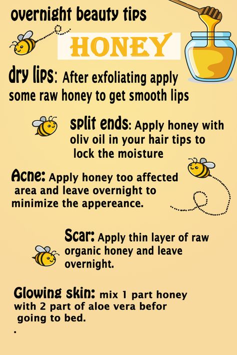 Uses For Honey, Honey Facts, Affordable Skin Care Routine, Honey Uses, Beauty Tips With Honey, Honey Beauty, Honey Diy, Diy Skin Care Routine, Overnight Beauty