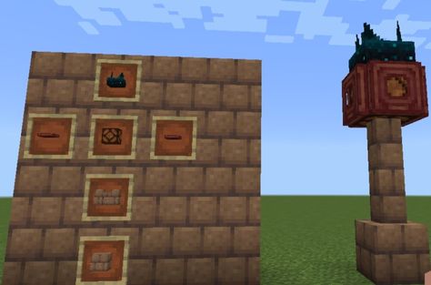 Made by using one mud brick block ,two mud brick wall, redstone lamp , four mangrove trapdoor and one Sculk sensor. Minecraft Mud Brick, Minecraft Lamp, Mud Brick, Brick Block, Minecraft Ideas, Minecraft Designs, Brick Wall, Lamp Design, Minecraft