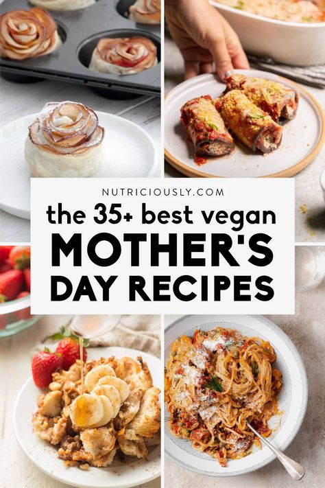 Make mom happy with these 35+ vegan Mother's Day recipes from breakfast or brunch over to dinner & dessert! Find cupcakes, cake, chocolatey goodness, pasta, salads & more in this article. We collected meals and sides that are simple enough for kids to make as well as extravagant and more festive options. Everything's fairly healthy, fully vegan and family-friendly. Asparagus Side Dish, Vegetarian Brunch, Mothers Day Dinner, Vegan Brunch, Dinner Dessert, Pizza Bites, Cupcakes Cake, Brunch Dishes, Pasta Salads