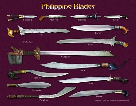 Weapons designs that inspire me - Imgur Kali Escrima, Philippine Mythology, Filipino Martial Arts, Filipino Art, Philippine Art, Philippines Culture, Filipino Culture, Cool Knives, Wing Chun