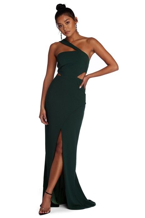 Asymmetrical Prom Dress One Shoulder, Asymmetrical Dress Formal, Dresses Windsor, One Shoulder Neckline, Dress Websites, Green Prom, Prom Shopping, Windsor Dresses, Green Prom Dress