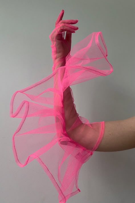 Neon pink gloves UK designer T Label, Gloves Aesthetic, Neon Pink Dresses, Tulle Gloves, Traditional Stories, Pink Gloves, Look Festival, Pink Glam, Red Gloves