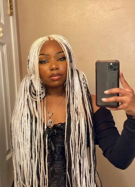 goretones from twitter White Dreads, Long White Hair, Big Box Braids Hairstyles, Dyed Hair Inspiration, Cute Box Braids Hairstyles, Protective Hairstyles Braids, Box Braids Styling, Natural Curls Hairstyles, Pretty Braided Hairstyles