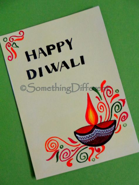 Diwali Greeting Card Diwali Greeting Card Making, Handmade Diwali Greeting Cards, Diwali Card Making, How To Make Greetings, Diwali Drawing, Diwali Card, Diwali Greeting, Diwali Cards, Diwali Greeting Cards