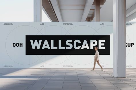 Free OOH Wallscape Advertising Mockup PSD - Good Mockups Mockup Envelope, Company Banner, Hoarding Design, Out Of Home Advertising, Banner Mockup, Social Media Mockup, Menu Mockup, Mobile Mockup, Macbook Mockup