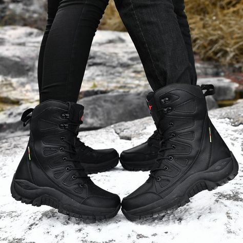 High Top Boots All Weather Rubber Sole Hiking Shoes CLO208 - Clarco Snow Boots Waterproof, Tactical Life, Combat Boots Men, Fur Snow Boots, Leather Snow Boots, Boots Combat, Army Boots, Waterproof Snow Boots, High Top Boots