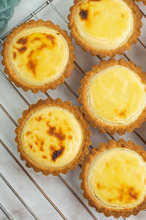 Hokkaido Milk Creamy Tart, Hokkaido Cheese Tart, Mini Custard Pies, Hokkaido Cheese Tart Recipe, Tart Idea, Japanese Cheese Tart, Bread Character, Bake Cheese Tart, Fruit Tartlets