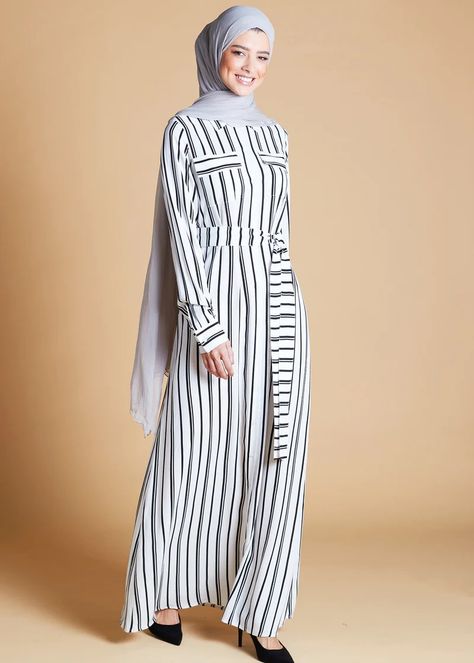 Modest Maxi Dresses | Aab Modest Wear Striped Outfit, Modest Activewear, Credit Note, Modest Maxi Dress, Smart Shoes, Collar Details, Modest Maxi, Hijab Collection, Outfits Modest