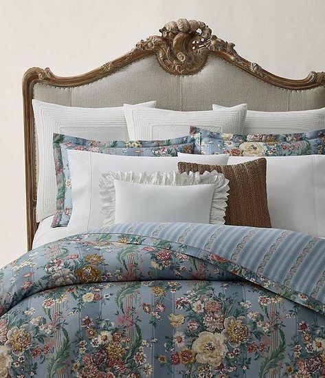 Ralph Lauren Adalia Floral Cotton Duvet Cover | Dillard's Cotton Duvet Cover, King Duvet, King Duvet Cover, Cotton Duvet, Queen Duvet, English Cottage, Queen Duvet Covers, Floral Stripe, Dillard's