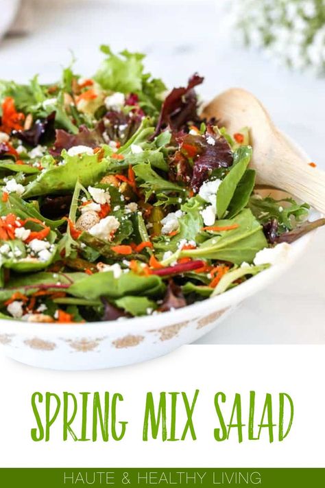 Welcome spring with your very own spring mix salad! The spring mix salad is a gorgeous and easy salad filled with roasted asparagus, pumpkin seeds, feta cheese and finished with a balsamic vinaigrette dressing. It's also a great gluten-free and vegetarian option. Click for the whole guide. Mix Salad Recipes, Salad With Pumpkin Seeds, Spring Mix Salad Recipes, Healthy Make Ahead Lunch, Healthy Salad Dressing Recipes, Make Ahead Lunch, Mix Salad, Spring Mix Salad, Salad Dressing Recipes Healthy