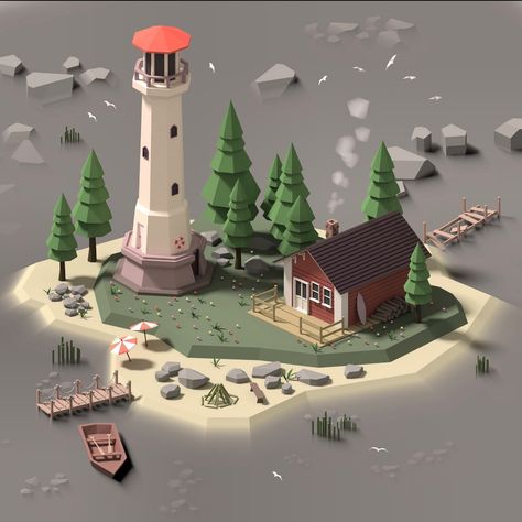 Lowpoly Art, Arte Doodle, Blender Models, Low Poly Games, Polygon Art, Isometric Art, Game Environment, Isometric Design, Isometric Illustration