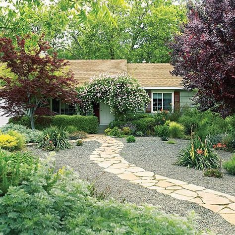 Rethinking your yard: 20 ways to lose the lawn Backyard Grass Alternative, Backyard Grass Landscaping, Lawn Free Yard, Mulch Landscaping Ideas Diy, Grassless Backyard, Lawn Landscape Design, Small Backyard Landscape, Yard Stones, Grass Landscaping