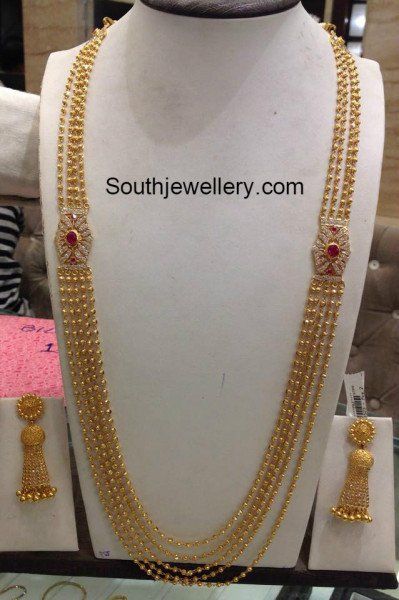 85 Grams Chandraharam with Side Pendants photo Chandra Haram, Latest Indian Jewellery, 22 Carat Gold Jewellery, Gold Jewelry Simple Necklace, Beautiful Gold Necklaces, Gold Necklace Indian Bridal Jewelry, Pearl Necklace Designs, Gold Pendant Jewelry, 22 Carat Gold