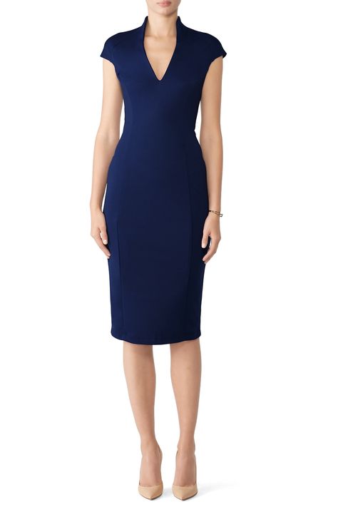 Navy Collared Sheath by Alexia Admor for $45 | Rent the Runway Navy Blue Work Dress, Working Dress For Women, Blue Work Dress, Navy Sheath Dress, Mock Trial, Best Cocktail Dresses, Attorney Outfit, Formal Dress Patterns, Doctor Dress