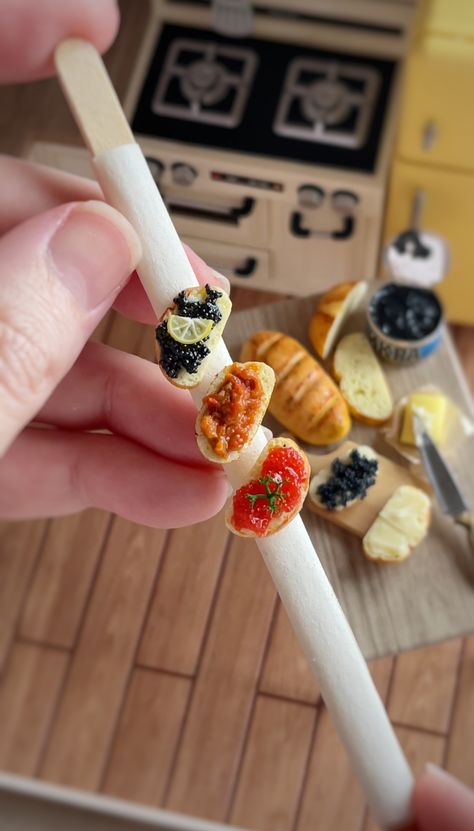 Miniature food for a dollhouse. This cute handmade set will be a wonderful addition to the dollhouse! To make a purchase, click on the link Mini Foods Clay, Miniature Food Tutorials, Miniature Set, Clay Magnets, Doll House Plans, Doll Things, All The Small Things, Mini Stuff, Doll Food