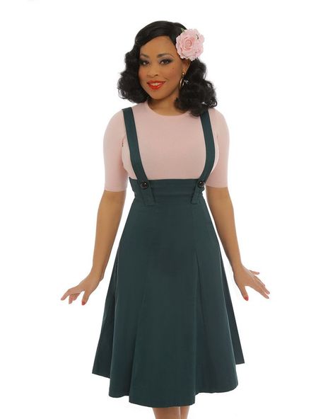 'Pixie' Teal High Waist Dungaree Swing Skirt - Dresses Vintage Style Skirts, Dungaree Skirt, Lindy Bop, Womens Jeggings, Dresses Unique, Dungaree Dress, Buy Skirts, Stitch Fix Outfits, Western Wear For Women