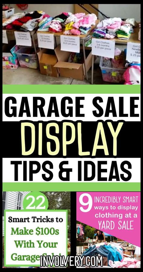 Garage Sale Organization Tips and Tricks To Organize A Money-Making Yard Sale Event - Clever DIY Ideas Garage Sale Jewelry Display Ideas, Ways To Display Clothes At A Garage Sale, Tips For A Successful Garage Sale, Easy Yard Sale Set Up, Clever Garage Sale Signs, Garage Sale Cash Box Ideas, Setting Up Yard Sale Ideas, Yard Sale Without Tables, Clever Yard Sale Signs