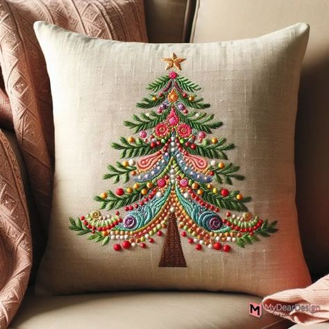 Form Your Space with These 7 Pillow Cover Embroidery Ideas – Mydeardesign Embroidered Christmas Pillows, Christmas Pillow Embroidery, Cushion Cover Designs Embroidery, Cushion Embroidery Design Ideas, Pillow Cover Embroidery Designs, Christmas Cushions Ideas, Diy Christmas Pillow Covers, Embroidery Pillow Covers, Christmas Pillows Diy