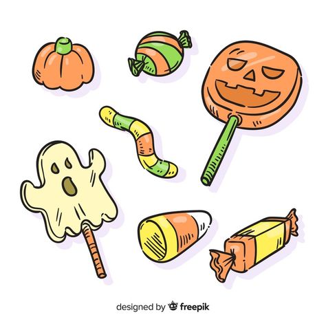 Halloween Candy Doodles, Candy Drawing Ideas, Halloween Candy Clipart, Halloween Candy Illustration, Halloween Candy Tattoo, Cute Candy Drawing, Halloween Candy Drawing, Halloween Candy Art, Treat Drawing