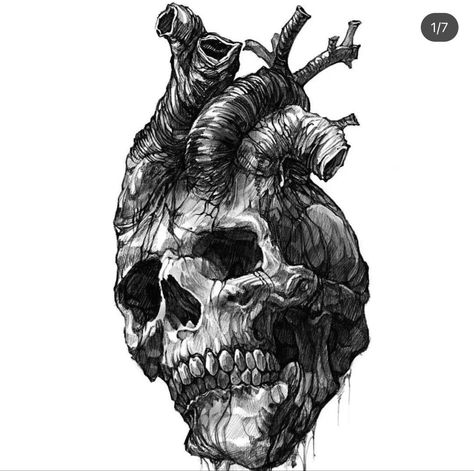 Skull Heart Tattoo, Half Sleeve Tattoos Sketches, Skull Art Tattoo, Heart Skull, P Tattoo, Skull Sketch, Armband Tattoos, Instagram Heart, Creepy Tattoos