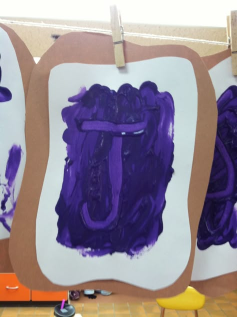 Cut brown & white construction paper to look like bread. Finger-paint purple paint to represent grape jelly. Have children make a J  in the paint for "J". J Is For Craft Preschool, Jelly Craft Preschool, Letter J Projects For Preschool, J Crafts For Preschool, J Preschool Crafts, Letter J Arts And Crafts For Preschool, J Letter Craft Preschool, J Crafts For Toddlers, Letter J Art Preschool