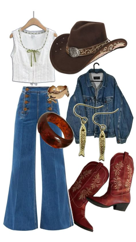 80s Cowboy Boots Outfit, Disco Cowgirl Outfit Winter, 70s Western Outfits Women, Indigenous Outfit Ideas, How To Dress Western Style, Western Outfits Women Nfr, Western Closet Staples, Rodeo Outfit Aesthetic, Country Vibe Outfits