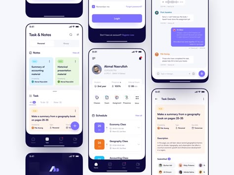 Mobile App Inspiration, School App, Dashboard App, Student Apps, App Design Layout, Ui Design Dashboard, Ios App Design, Design Thinking Process, Apps Design