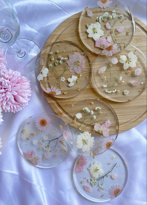 Coasters Aesthetic, Aesthetic Coasters, Garden Party Event, Coasters Resin, Floral Coasters, Floral Resin, Decor Event, Resin Coaster, Event Poster Design