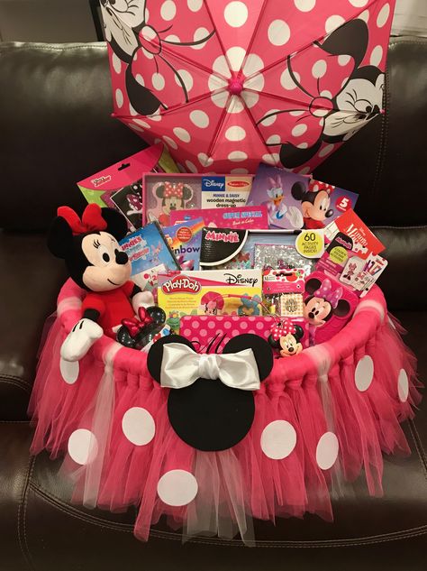 Disney World Gift Basket For Kids, Disney World Easter Basket, Minnie Mouse Bucket, Disney Gift Basket, Minnie Mouse Easter Basket, Minnie Mouse Crafts Amazon.com, Circle Mehndi, Girl Gift Baskets, Basket Diy