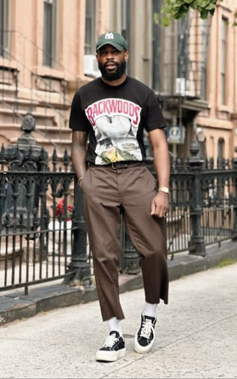 Mens Elevated Streetwear, Graphic Tee Outfit Men Street Styles, Laid Back Outfits Men, Thursday Boots Men Outfits, Pharrell Style, Graphic Tee Outfit Men, Black Men Streetwear, Taurus Style, Menswear 2024