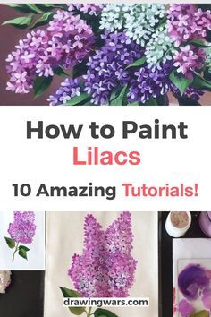 Paint Lilacs, Watercolor Lilacs, Paint A Flower, Lilac Painting, Hydrangea Painting, Painting Flowers Tutorial, Flowers Easy, Paint Flowers, Flower Acrylic