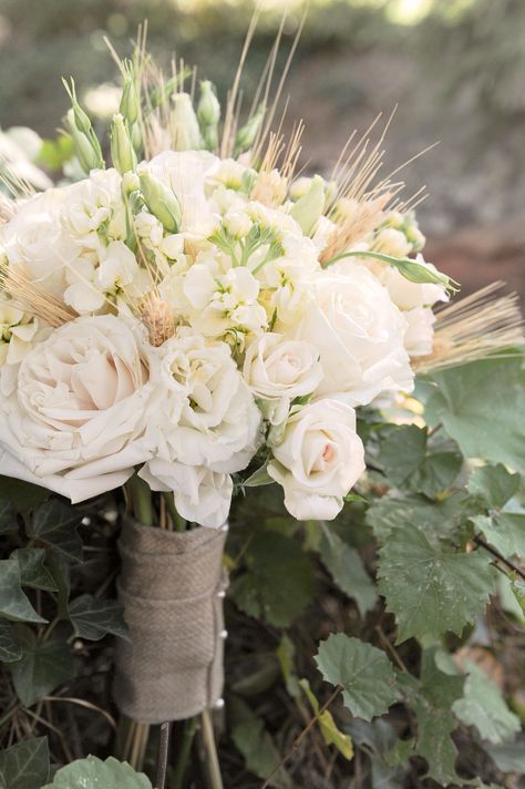 gorgeous bridal bouquet with wheat,  floral design by Le Petit Jardin, Madison, GA Bouquet With Wheat, Wheat Wedding, Fall Barn Wedding, Lake Tahoe Weddings, Top Wedding Dresses, Marquee Wedding, Wedding Linens, Ivory Wedding, Bridal Flowers