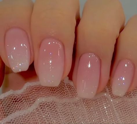 Sheer Pink Ombre Nails, Nails Acrylic Transparent, Clear Glass Nails Acrylic, Clear Shiny Nails, Acrylic Natural Looking Nails, Transparent Pink Nails Acrylic, Glass Nails Acrylic Clear, Pink Glass Nails, Glass Gel Nails