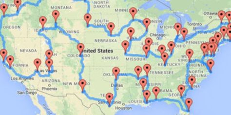 You'll Be Able to See All 47 National Parks Along This Insane Road Trip     Start packing. Drive Across America, United States Road Trip, Road Trip Map, Cross Country Trip, Road Trip Routes, Perfect Road Trip, National Park Road Trip, Us Road Trip, American Road Trip