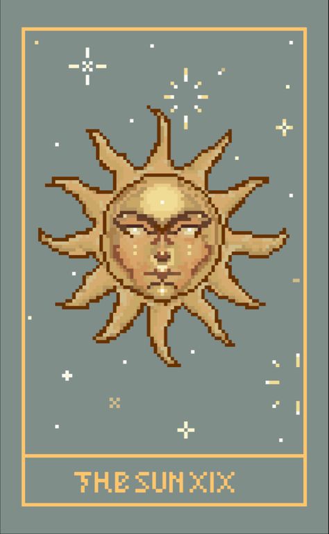 A card from Tarot collection “Pixel Future” Spiritual Pixel Art, Tarot Pixel Art, Tarot Sketch, Tarot Collection, Sun Tarot Card, The Sun Tarot Card, The Sun Tarot, Card Inspo, Daily Tarot