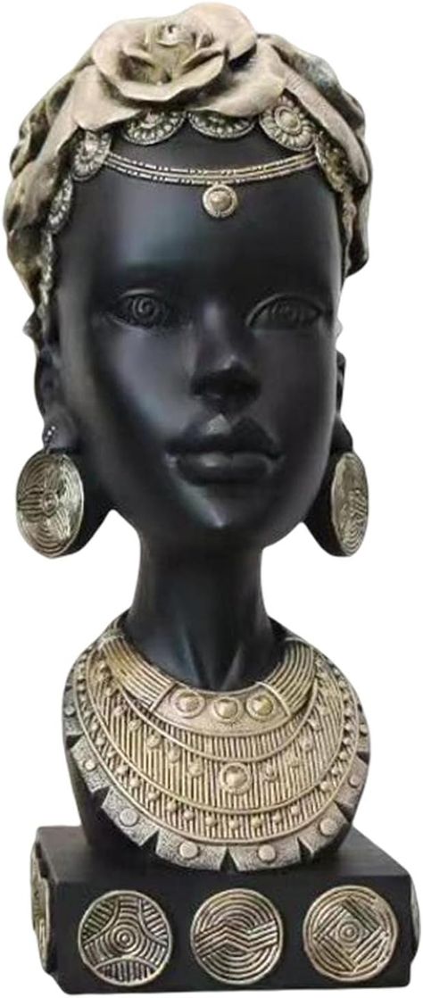 AAGAZA Statue de tête de Femme Africaine créative Figure Sculpture d'art de Buste féminin for Bureau d'étagère, or/31 (Color : Gold) : Amazon.fr: Cuisine et Maison Figure Sculpture, Gold Gold, D Art, Statue, Sculpture, Gold, Color, Art