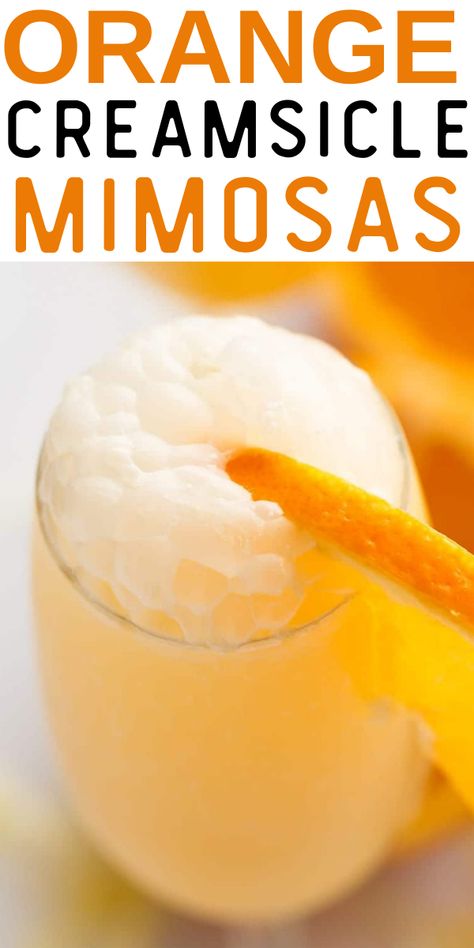 Creamsicle Mimosa, Booze Recipes, Purewow Recipes, Brunch Food Ideas, Mimosa Recipes, Speciality Drinks, Cocktails Ideas, Easter Brunch Menu, Creamy Cocktails