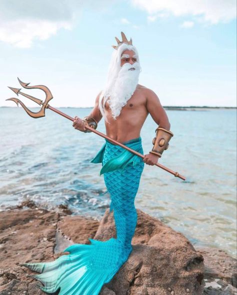 Triton Costume, King Triton Costume, Merman Tails, Male Mermaid, King Triton, Ariel Cosplay, Mermaid Aesthetic, Disney Cosplay, Disney Ariel