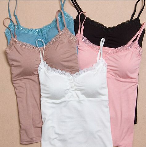 Padded Camisole, Cheap Tank Tops, Top Straps, Camisole Bra, Solid Tank Tops, Tank Top Straps, Summer Lace, Tank Top Bras, Seamless Bra