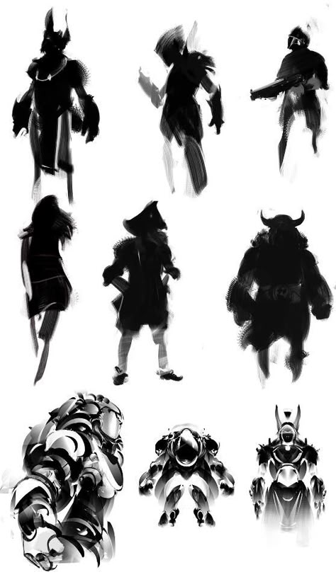 Jama Jurabaev art Silhouette Concept Art, Monotone Illustration, Concept Artist Portfolio, Jama Jurabaev, John Jones, Armor Drawing, April Art, Thumbnail Sketches, Concept Art Character Design