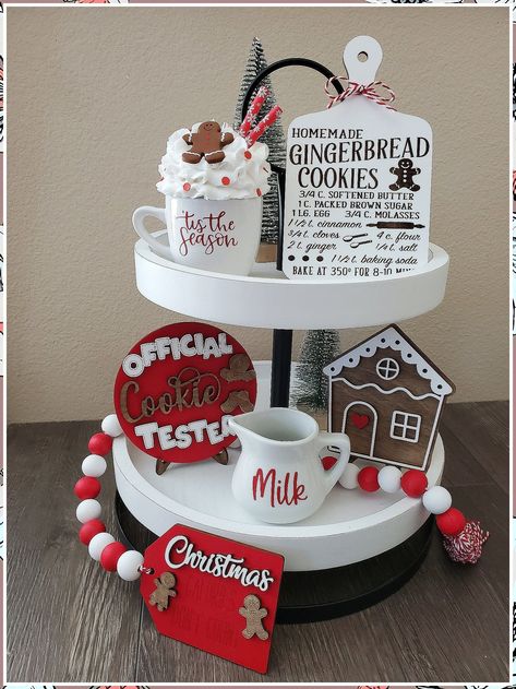 Christmas Kitchen Decor - Ever feel like you're wasting your time looking? Click to get what you desire from one of the worlds largest online store! Take action TODAY! Gingerbread Candyland, Pastel Gingerbread, Cane Decor, Gingerbread Art, Gingerbread Bakery, Christmas Tiered Tray Decor, Baking Decor, Pink Gingerbread, Tray Decor Christmas