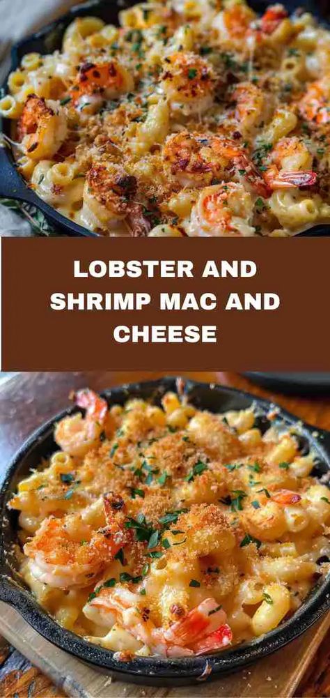 Lobster and Shrimp Mac and Cheese Shrimp Mac And Cheese, Lobster Mac N Cheese Recipe, Lobster And Shrimp, Seafood Mac And Cheese, Tiny Pasta, Breakfast Egg Muffins, Egg Muffins Recipe, Seafood Dish Recipes, Lobster Mac And Cheese