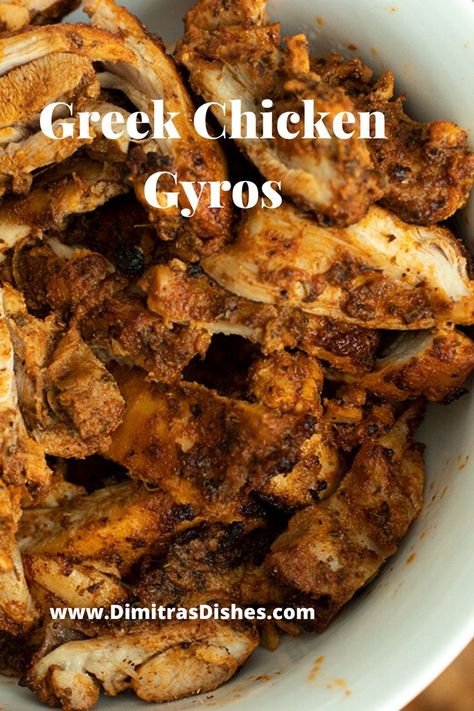 Chicken Gyro Rice Bowl, Chicken Gyro Bowl, Gyro Recipes, Mediterranean Rice, Gyro Bowl, Greek Style Chicken, Dimitras Dishes, Chicken Gyro Recipe, Chicken Gyro