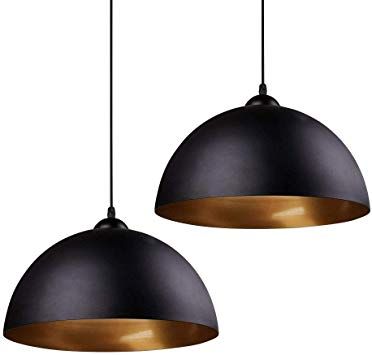 Modern Pendant Light, Frideko 2 Pack Metal Gold Hemisphere Lamp Shade Ceiling Pendant Light for Restaurant Dining Room Coffee Shop Bars Pubs Café (Black): Amazon.ca: Home & Kitchen Shop Bars, Gold Lamp Shades, Barn Light Fixtures, Pendant Light Set, Pool Table Lighting, Restaurant Dining, Pool Light, Industrial Pendant Lights, Barn Lighting